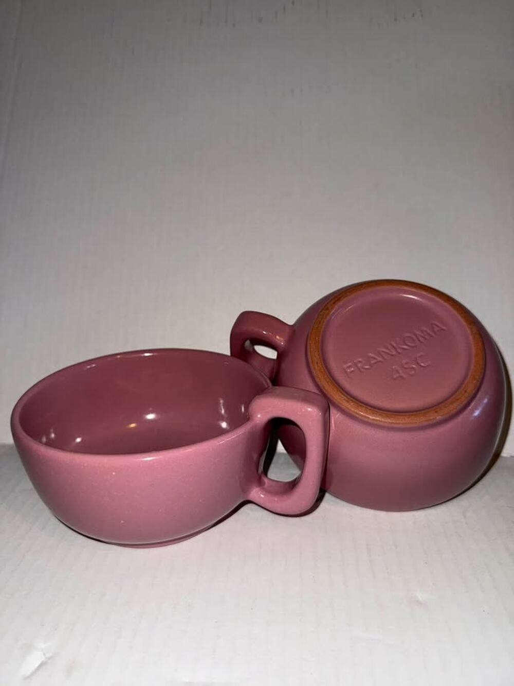 Vintage Frankoma 4SC Pink Pottery Mugs - Set of 2
